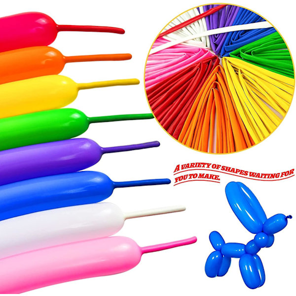100-pack 260 Blå Ballonger. Tjocka Tunna Latex Blå Långa Ballonger för Ballongdjur