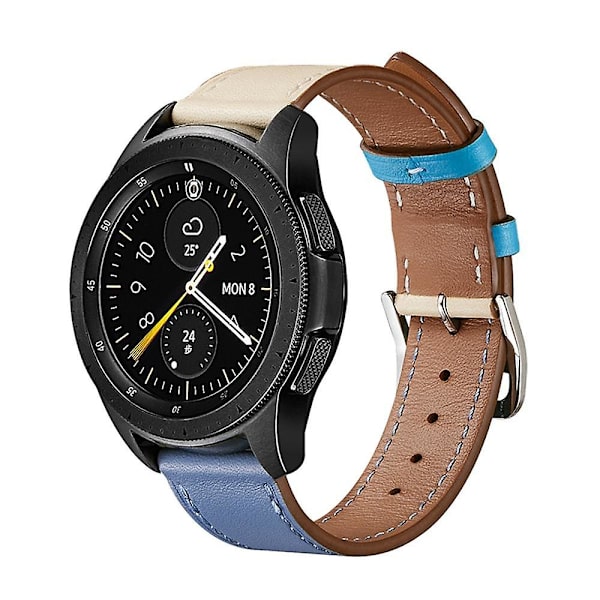 Teksturert Ekte Skinn Erstatningsrem For Samsung Galaxy Watch 5 40mm/44mm /Watch 5 Pro 45mm Beige  Sky Blue