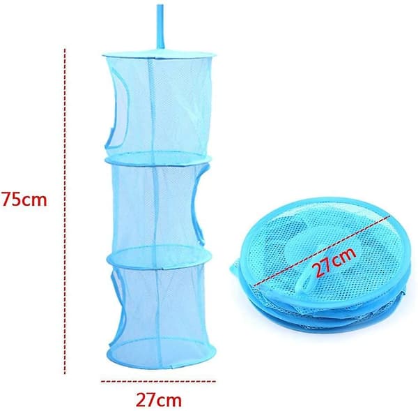 3-pack hopfällbara förvaringskorgar i nät med 3 fack