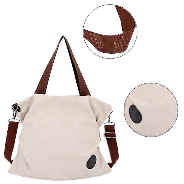 Canvas Messenger Bag Axelväska, Vit Fritidsmode Konstnärlig Canvasväska