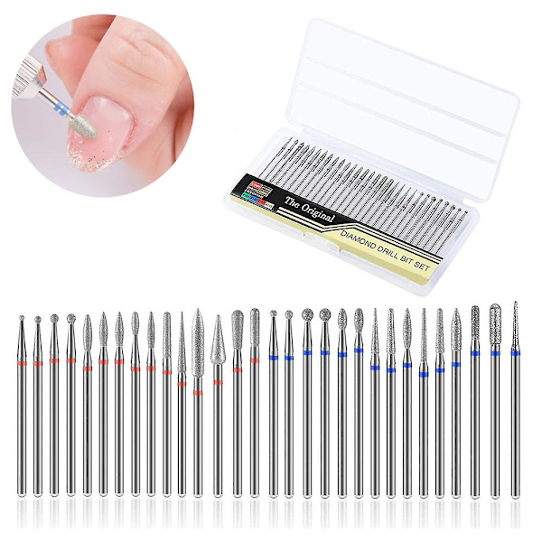 Nagelborrset för akrylnaglar, professionellt diamantfrässet för nagelband med låda, elektrisk manikyrfil för nagelborrmaskin Package B