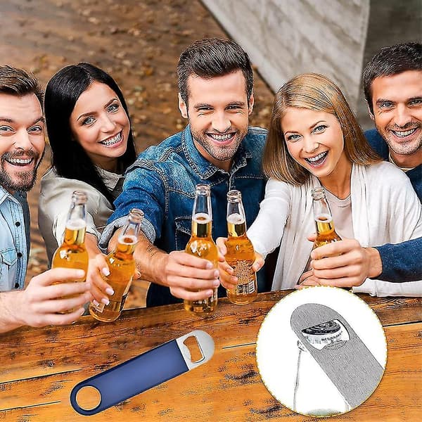 Kraftig Flaskeåpner i Rustfritt Stål, Ølflaskeåpner for Kjøkken, Bar medium blue