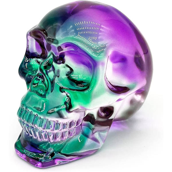 Krystal Kraniehoved Statuer Klare Kraniefigurer K9 Glas Kranie Ædelsten Halloween Dekoration Gaver Til Kvinder Belægning Grøn Lilla 2.8\"