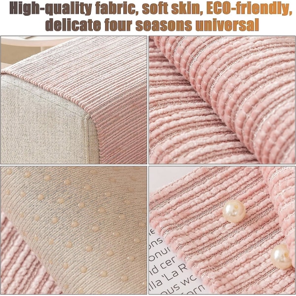 2023 Nya sofföverdrag Chenille cover för 3-sits sofföverdrag, halkfri L-form cover, möbelskydd Cover för sittkudde soffa Pink pillowcase 45x45