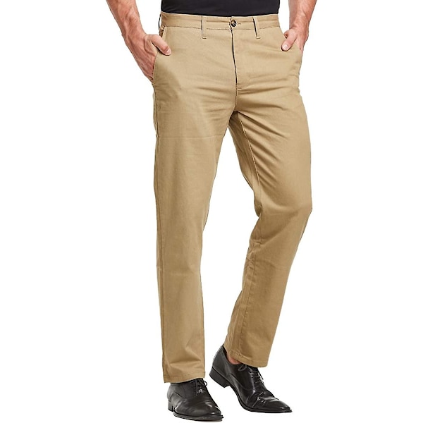 Chino-byxor för Yetsye-män Smart Casual-byxor Regular Fit Brown