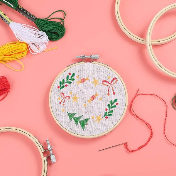 12 Stykker 10 cm Broderirammer Bambus Cirkel Korssting Ramme Ring Til Broderi, Kunsthåndværk Praktisk Syning Og Boligindretning