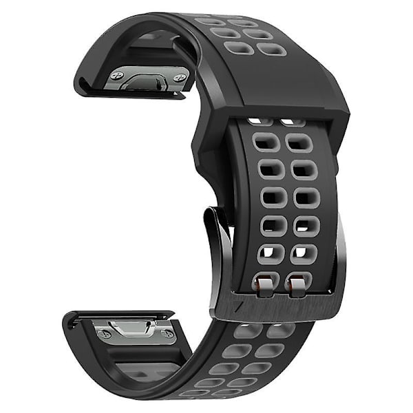 Myk Silikon Erstatningsklokkereim For Garmin Fenix 7X / 6X / 5X, med Spenne i Rustfritt Stål Black  Grey
