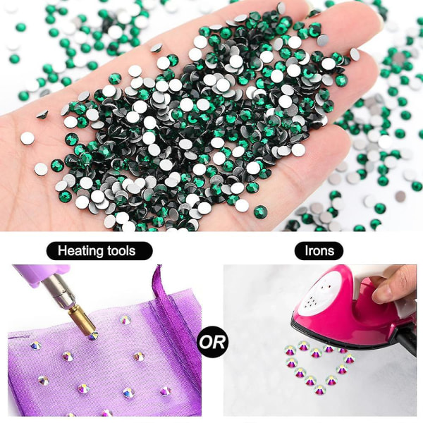 Kristall Rhinestones, platta glasstenar för nagelkonst, gör-det-själv-hantverk green