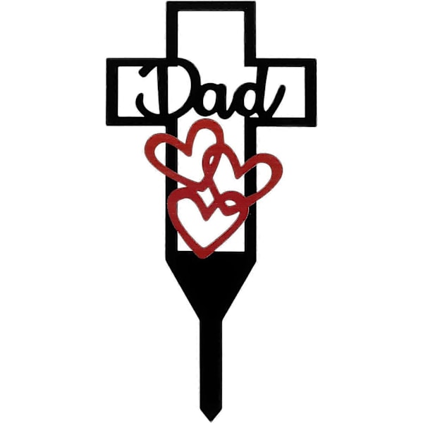 Metall Kryss Hage Stake, Gravlund Minne Kryss Stake, Rustsikker Metall Kryss Gravmarkør, Minne Gravlund Grav Stake, Metall Kryss Hage Stake Gra Red Hearts