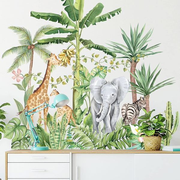 Forest Animal Tree Wall Decal, Animal Wall Sticker For Kids' Room, Fox Deer Wall Decor Nursery Children