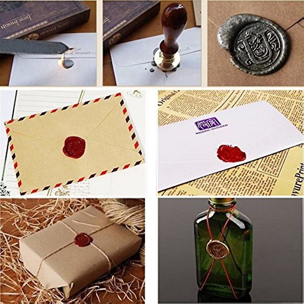 Febbya Seglvoks Stempel med Trehåndtak for Konvolutter Post Brev Invitasjonskort Vinpakke (hjerte)
