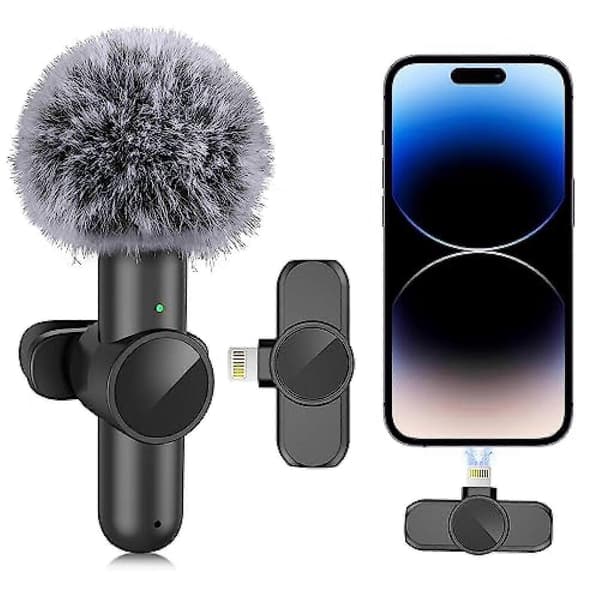 2-pak trådløs lavalier-mikrofon, Plug and Play professionel mini trådløs lavalier-mikrofon, trådløs mikrofon til vlogging live-udsendelse D