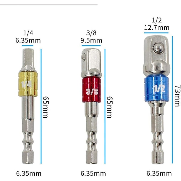 Sexkantsborrförlängningshållare 1/4 105-vinkel skruvmejselfästeadapter Magnetisk 3 borrförlängningsskaft 3-hylsadapter