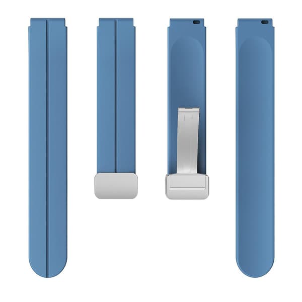 För Keep B4/Huawei Watch Fit Mini klockarmband 16 mm silikon handledsrem, silver fällbart spänne Blue