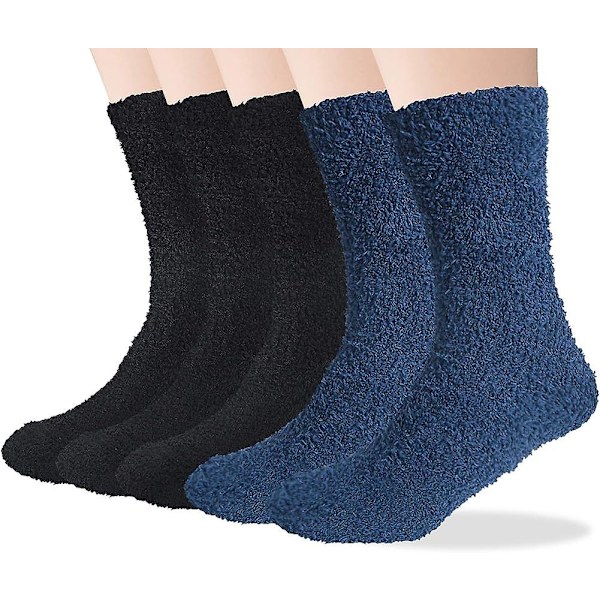 5 Par Mäns Fluffiga Sockor Vinter Tjocka Termiska Sockor Varma Hemtofflor Sängsockor