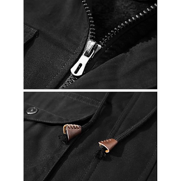 Herrjacka - Casual vinterbomullsjacka Militärjacka Tjock huvtröja Cargo Coat XXL