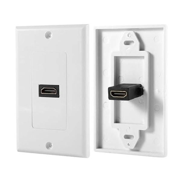 1 Port Gullbelagt HDMI Veggplate, Enkel Uttaksportinnsats - HDMI Frontplate Socket Innstikk Perfekt for Hjemmekinosystem