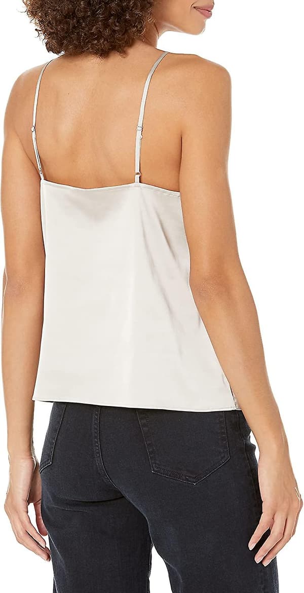 Dametanktop med V-hals og blonder, Natalie Silver Cloud S