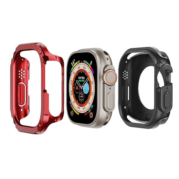 Kellon kuori Apple Watch Series 8 7 41mm / Series 6 5 4 SE (2022) SE 40mm TPU+PC iskunkestävä kehys Red