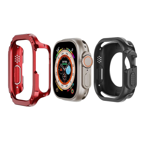 Skyddsfodral för Apple Watch Series 8 7 41mm/Series 6 5 4 SE (2022) SE 40mm TPU+PC Stötsäkert Ram Red