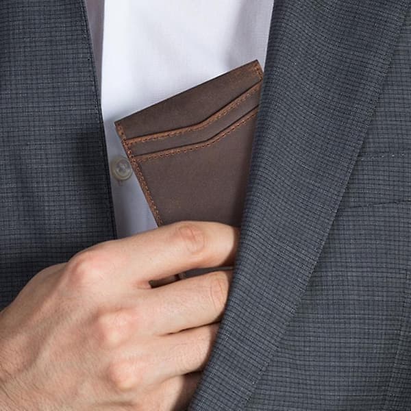 Ultra Slim Fold Front Pocket Wallet Læder Kortholdere til Mænd
