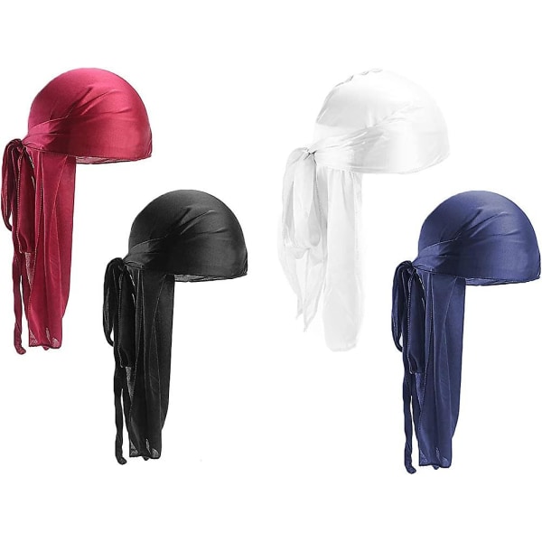 8pack Acsergery Long Tail Durag, Unisex Durag Headwraps Breda remmar Pirat håravfall Turban Hat Present
