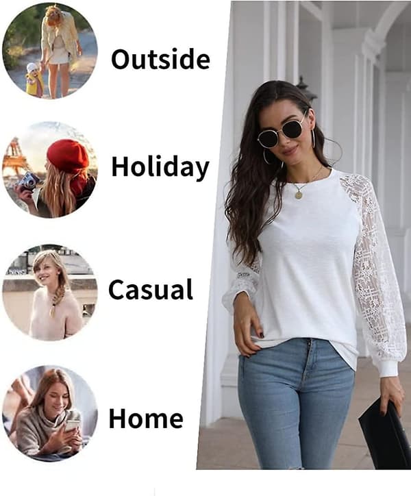 Dame Langærmet Toppe Pullover Blonde Afslappet Løse Bluser T-shirts
