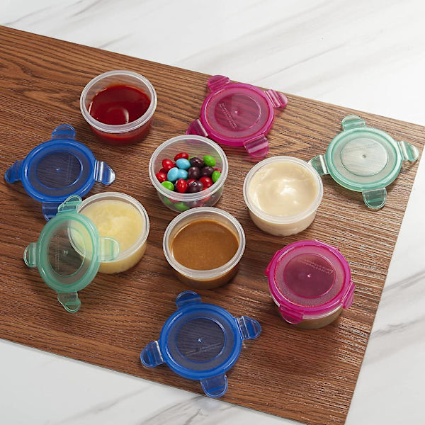Sett med 6 krydderbeholdere med lufttette, lekkasjesikre lokk - 80 ml salatdressingbeholdere