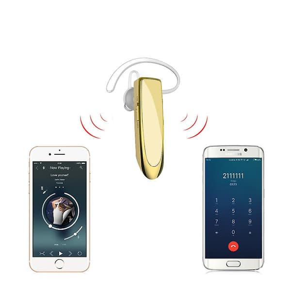 Bluetooth Headset V4.1 Trådløst Håndfrit Headset 24 timers kørsel Headset 30 dages standbytid med støjreducerende mikrofon Headsetetui til iPhone Android Gold