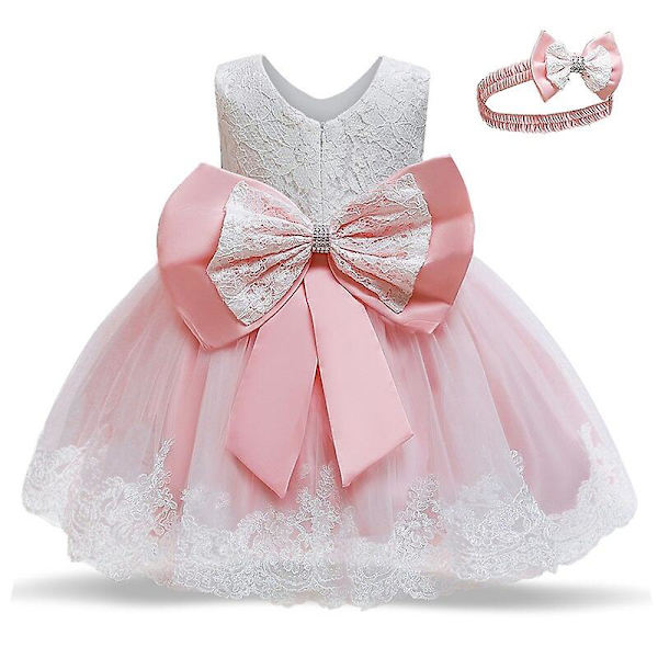 Små pige-babyer blondekjole børn blomst elegant bryllup prinsesse fest tutu kjole børn fødselsdag dåb formel tøj F 5t