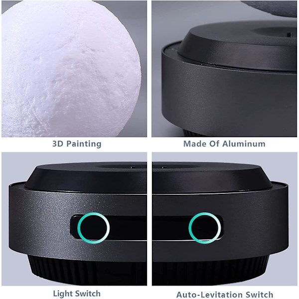 Levitating Moon Lamp, Auto Lift Magnetic Levitation Moon Night Lights, 3d Printing Floating Luna Night Light Table Lamp For Room Office Decor Creative