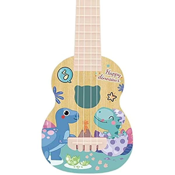 Mini Ukulele Gitarr Leksak Färdighet Förbättring 4 Strängar Tidig Utveckling Liten Gitarr Dinosaurie Bear