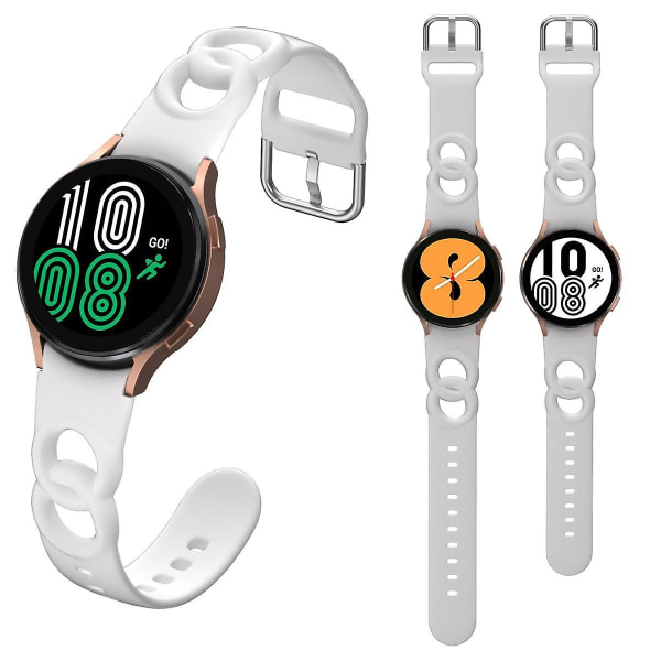20mm Klokkereim For Galaxy Watch4/Watch5/Watch6 40mm 44mm/Watch6 Classic 43mm 47mm/Watch 5 Pro 45mm White