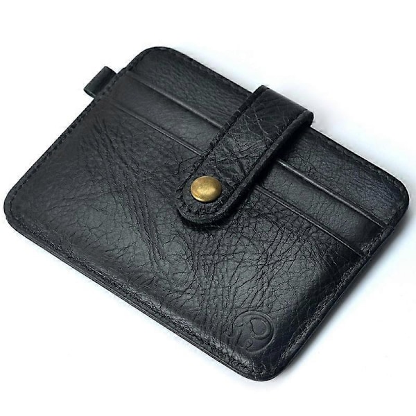 Herre Ægte Læder Slim Wallet Mand Lille Pung Mini Pengepung Walet Tynd Portomonee carteras Herre Pung Kortholder Black