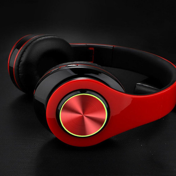 Bluetooth hörlurar Trådlösa hörlurar över örat med mikrofon, hopfällbara och lätta trådlösa stereoheadset för researbete Tv Pc Mobiltelefon Red