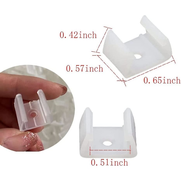 120 stk. LED Strip Lys Clips Neon Monteringsclips 10/13/16mm Størrelse Gør Neonskiltene Fleksible Lys Strip Fikseringskort (b.13mm/0.51inch)