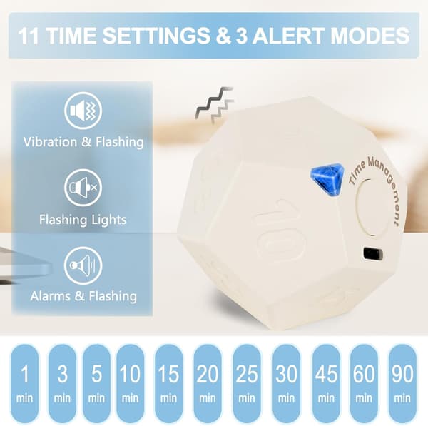 Cube Timer, Desktop Rotasjon Pomodoro Timer, Oppladbar Vibrasjons Produktivitetstimer, 12-Sidet Tidsstyring yeollow