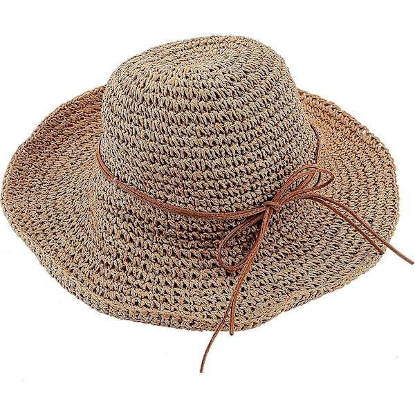 Dam bredbrättad solhatt vikbar sommar strand solhatt halmhattar Style 2