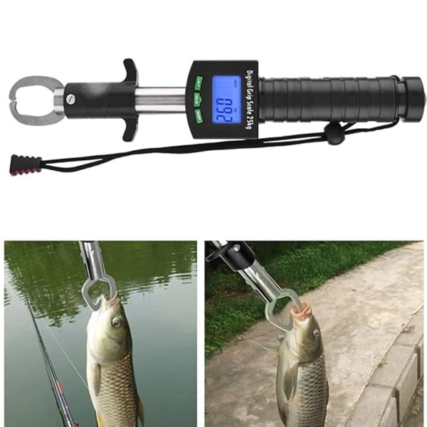 Fiskklämma med Digital Vågskala, 25kg/55lb Bärbar Klämma med Elektronisk Vikt Vågskala
