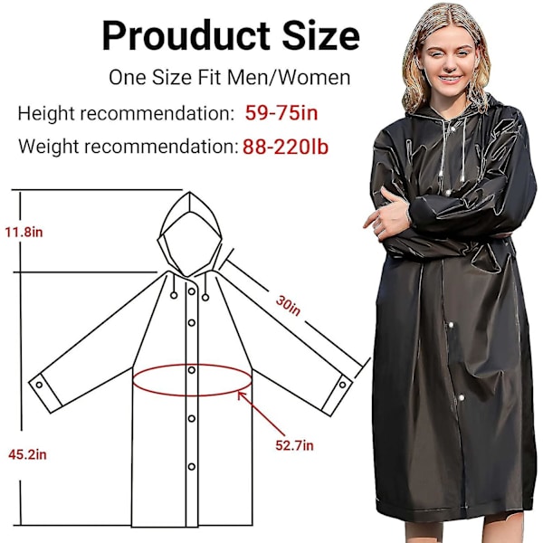Althee Regnrockar för Kvinnor Män 2-pack Återanvändbara Eva Regnponchos för Vuxna Bärbara Regnjackor Blue
