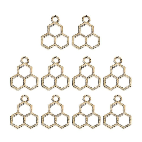 10x/set Guld Honungskaka Tom Ram Uv-hartshänge Öppen Infattning För Diy 1