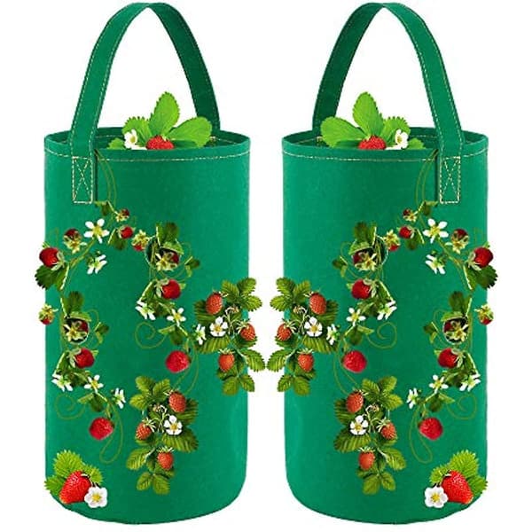 Andningsbara jordgubbspåsar med fickor, 2-pack (gröna)