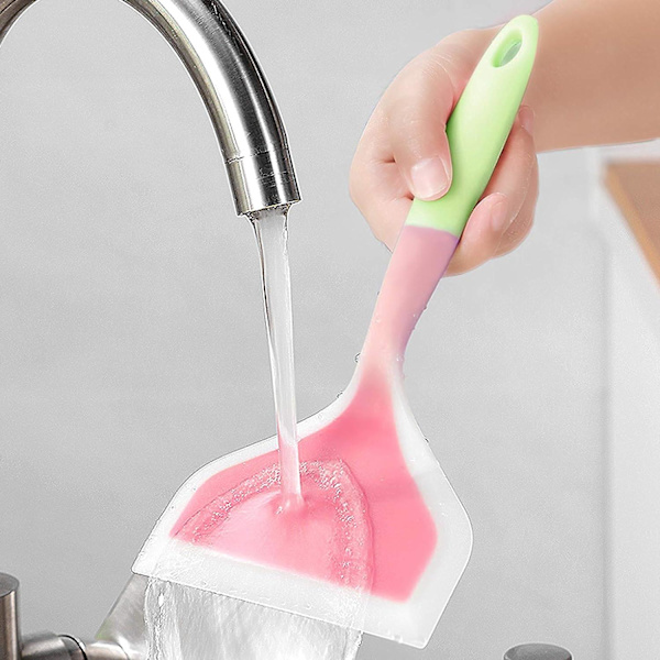 Silikonspatel pannkaksspade omelettspatel vändare för ägg fisk pannkaka pizza och biff bred mjuk pizzaspade non-stick värmebeständig kök Pink * Green Large