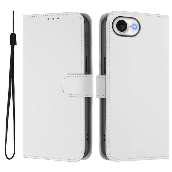 Solid Farge Lommebok Lær Telefondeksel med Stropp til iPhone 16e