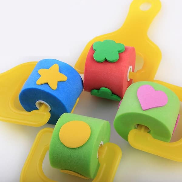 4 st EVA-svamprullar Målarpensel Måla Graffiti För Barn Barnritning Kindergarten Art Red
