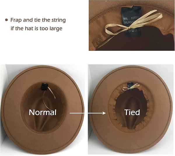 Dame Wide Brim Fedora Hat Med Bæltespænde Pork Pie Hat Brown