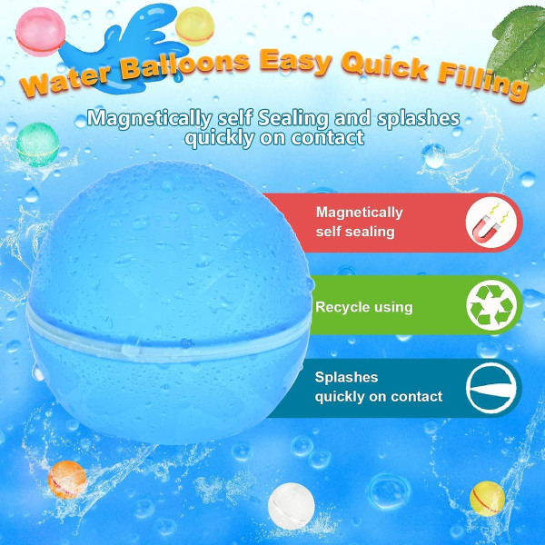 Återanvändbara vattenballonger Självförslutande Enkel snabbfyllning, silikonvattenbollar Sommarnöje utomhusvattenleksaker Spel för barn Vuxna Utelek, badbak
