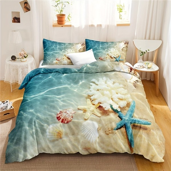 2/3pc Ocean Coastal Beach Påslakan, Sängkläder Set För Sovrum Sovsal (1 Påslakan + 1/2 Örngott) full