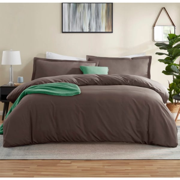 Täcke King Size - Mjukt King Size Täcke Set, 3 Delar Dubbelborstat Täcke med Knappstängning brown Full