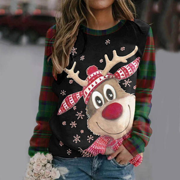 Jultröjor för kvinnor Höst Vinter Jultröjor med rund hals (tryck, Oversize-stil)